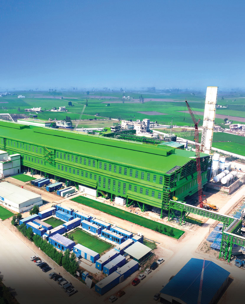 Aerial view of Tata Steel's Electric Arc Furnace plant in Ludhiana, Punjab, India