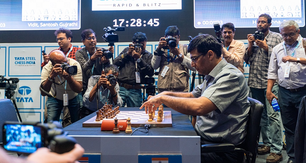 Kolkata, India. 21st Nov, 2019. GM Vidith Gujrathi, Ian Nepomniachtchi,  Viswanathan Anand, Ding Liren, Wesley So, Levon Aronian, Magnus Carlsen,  Hikaru Nakamura, Pentala Harilkrishna and Anish Giri the participating at  Tata steel