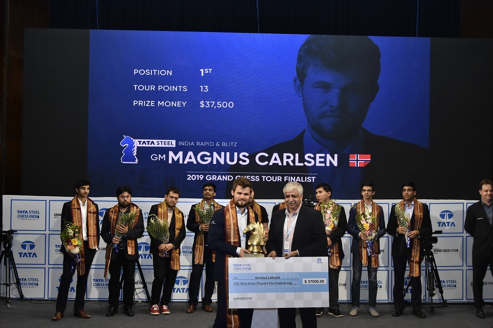 Magnus Carlsen vs Hikaru Nakamura, Tata Steel Chess India Rapid 2019