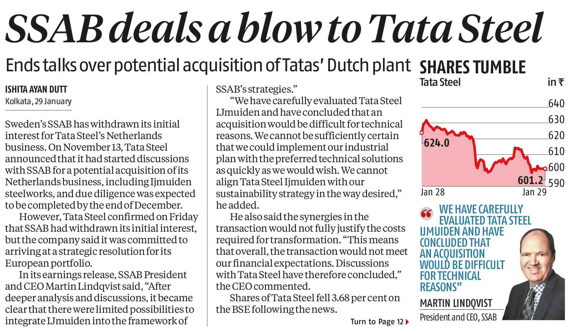 SSAB concludes IJmuiden discussions with Tata Steel